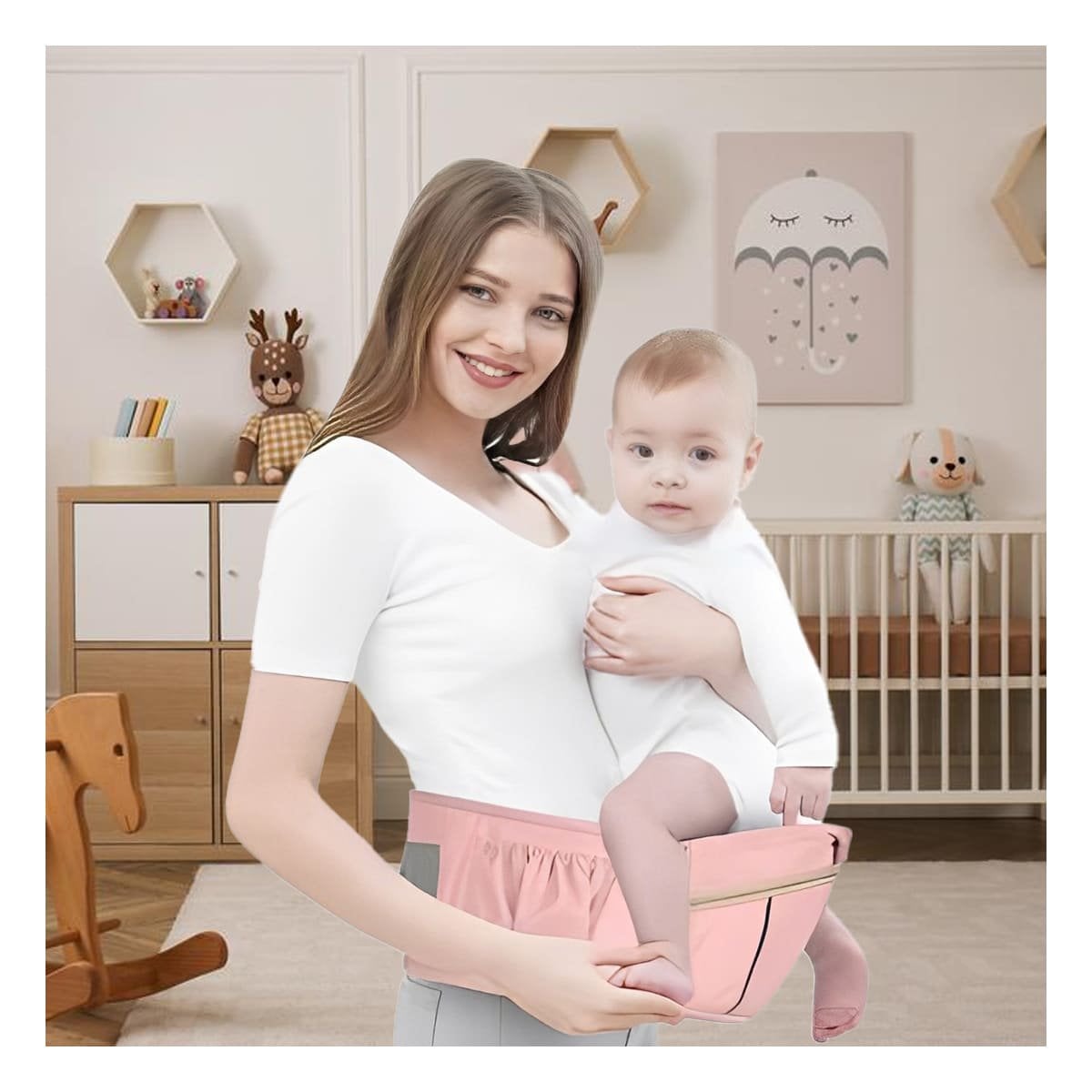 PACK2 CARGADOR DE BEBE ESTILO BALLENITA 3 EN 1 ROSADO CON BROCHE DE PRESION - 3