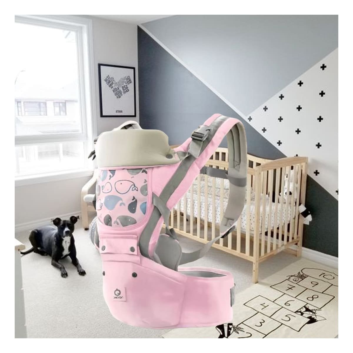 PACK2 CARGADOR DE BEBE ESTILO BALLENITA 3 EN 1 ROSADO CON BROCHE DE PRESION - 5