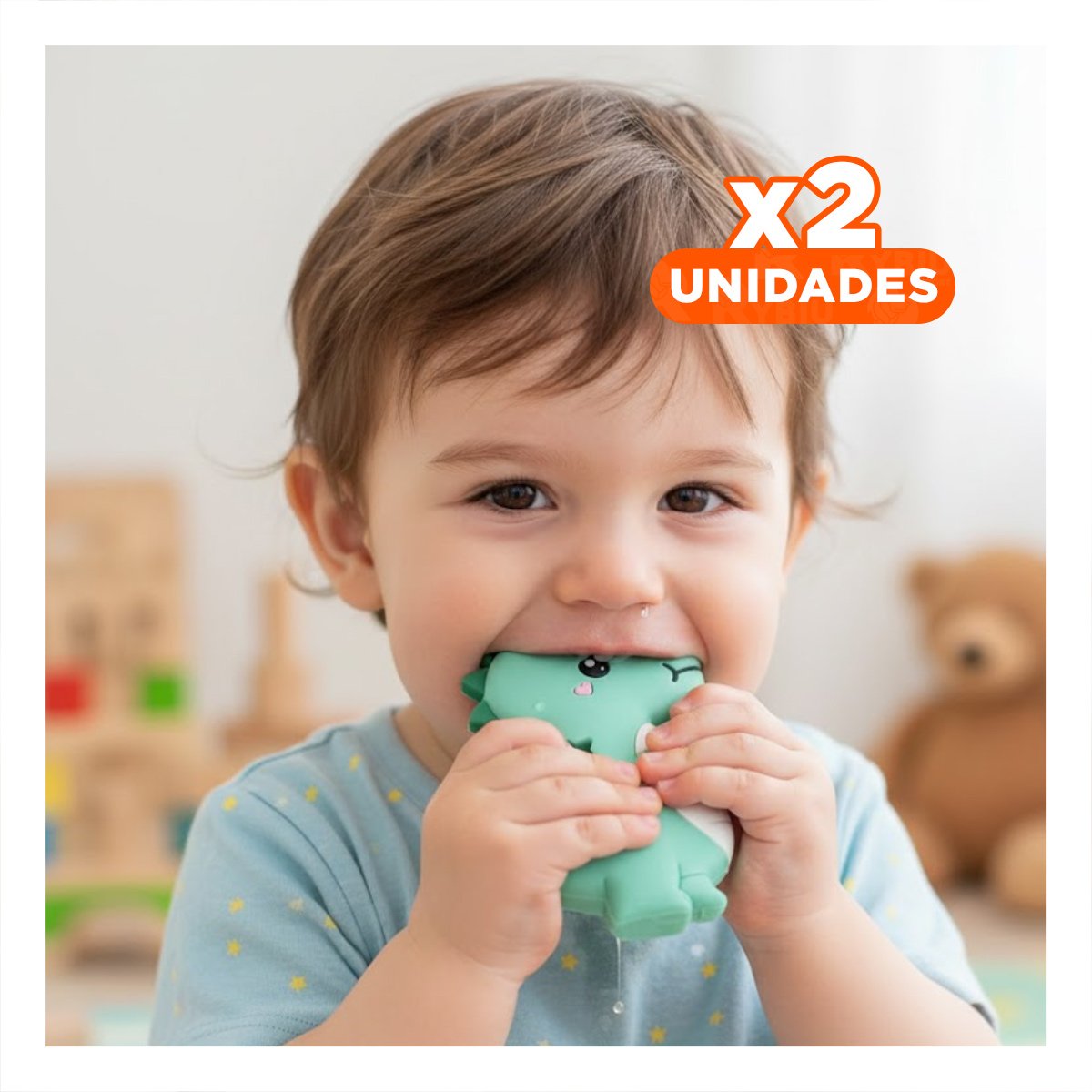 PACK2 RASCADOR SILICONA FORMA DINOSAURIO PARA BEBE VERDE DE DISENO DIVERTIDO Y+REGALO STICKER - 1
