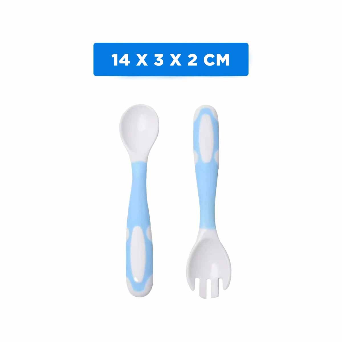 PACK4 UTENSILIO ALIMENTACION MODELO ANTIDESLIZANTE PARA BEBE CELESTE DE BANO Y+REGALO STICKER - 4