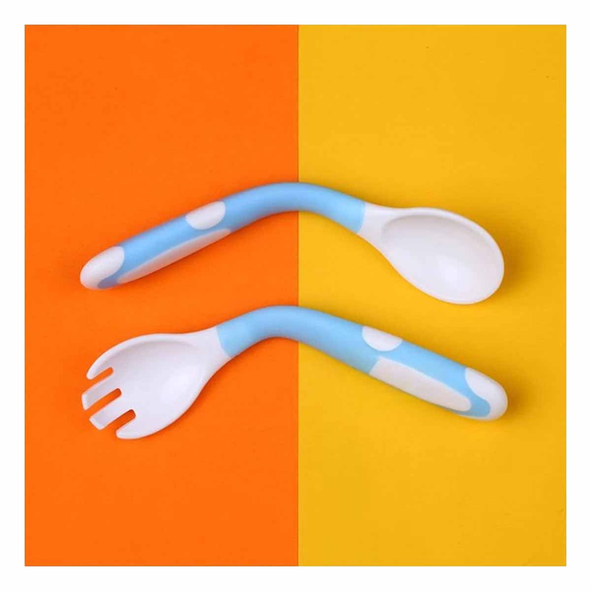 PACK4 UTENSILIO ALIMENTACION MODELO ANTIDESLIZANTE PARA BEBE CELESTE DE BANO Y+REGALO STICKER - 5