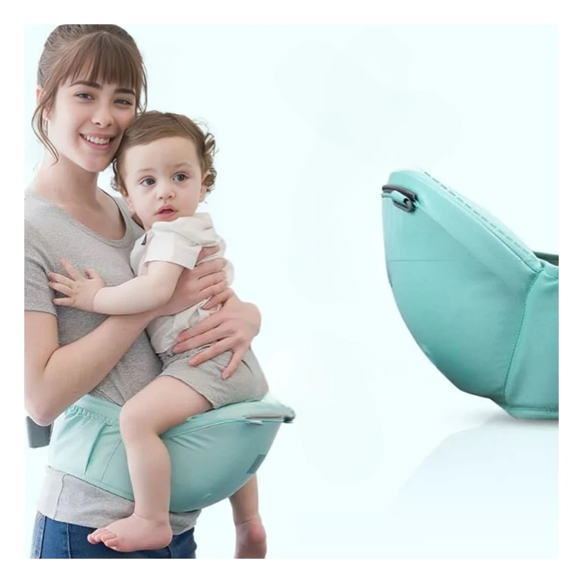 PACK2 CARGADOR DE BEBE ESTILO BALLENITA 3 EN 1 VERDE CON HEBILLA RESISTENTE Y+REGALO STICKER - 2