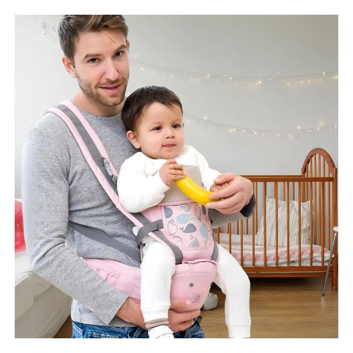 PACK4 CANGURO ERGONOMICO DISENO BALLENITA PARA BEBE ROSADO PARA MANOS LIBRES - 5