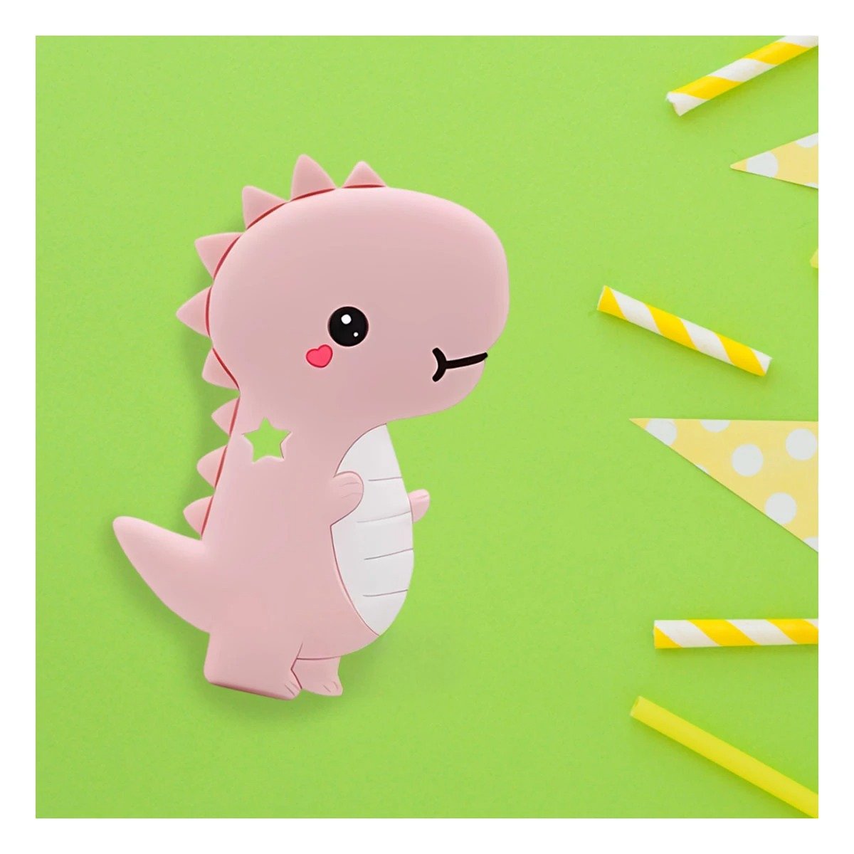 PACK2 JUGUETE SILICONA ESTILO DINOSAURIO PARA BEBE ROSADO PARA PRIMEROS DIENTES - 3