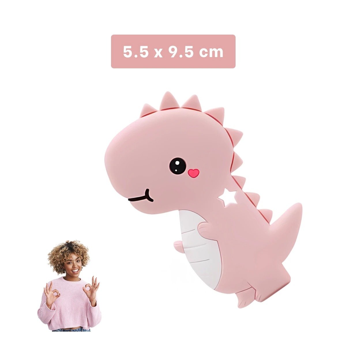 PACK2 JUGUETE SILICONA ESTILO DINOSAURIO PARA BEBE ROSADO PARA PRIMEROS DIENTES - 4