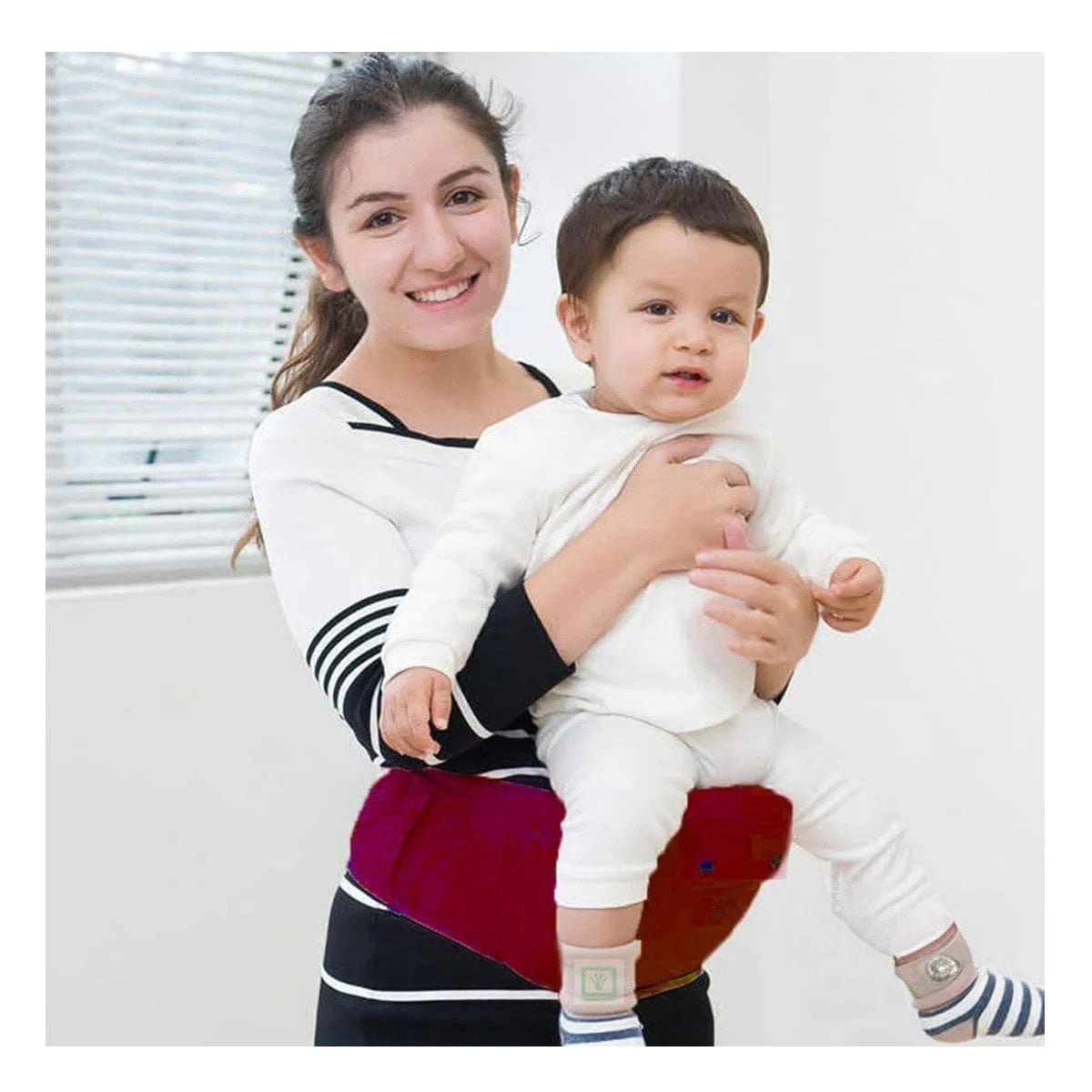PACK4 CARGADOR DE BEBE FORMA BALLENITA 3 EN 1 GUINDA CON PROTECCION DE BEBE Y+REGALO STICKER - 5