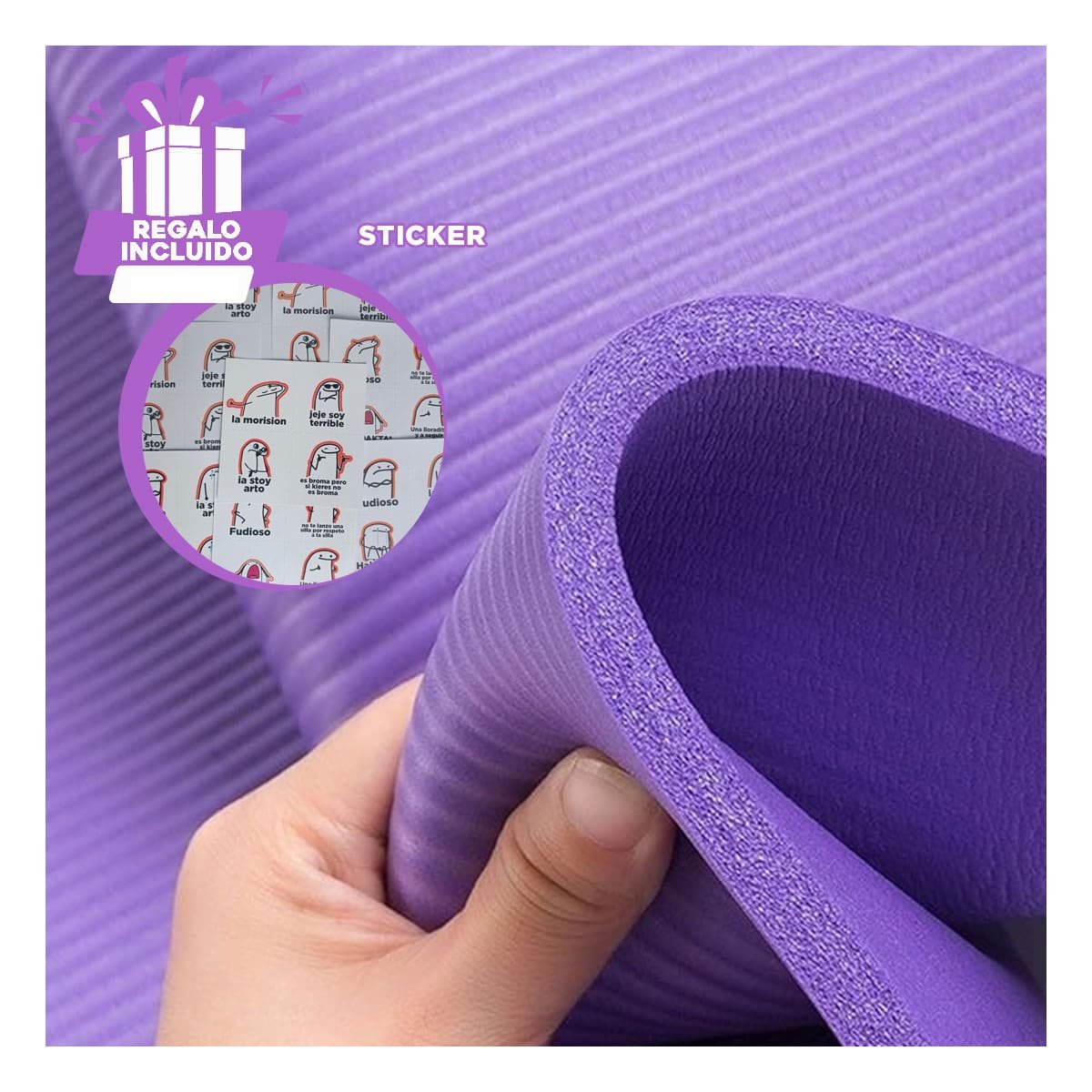 COLCHONETA FITNESS 10MM ESPUMA MORADO COMODA Y RESISTENTE PARA DEPORTE Y+REGALO STICKER - 1
