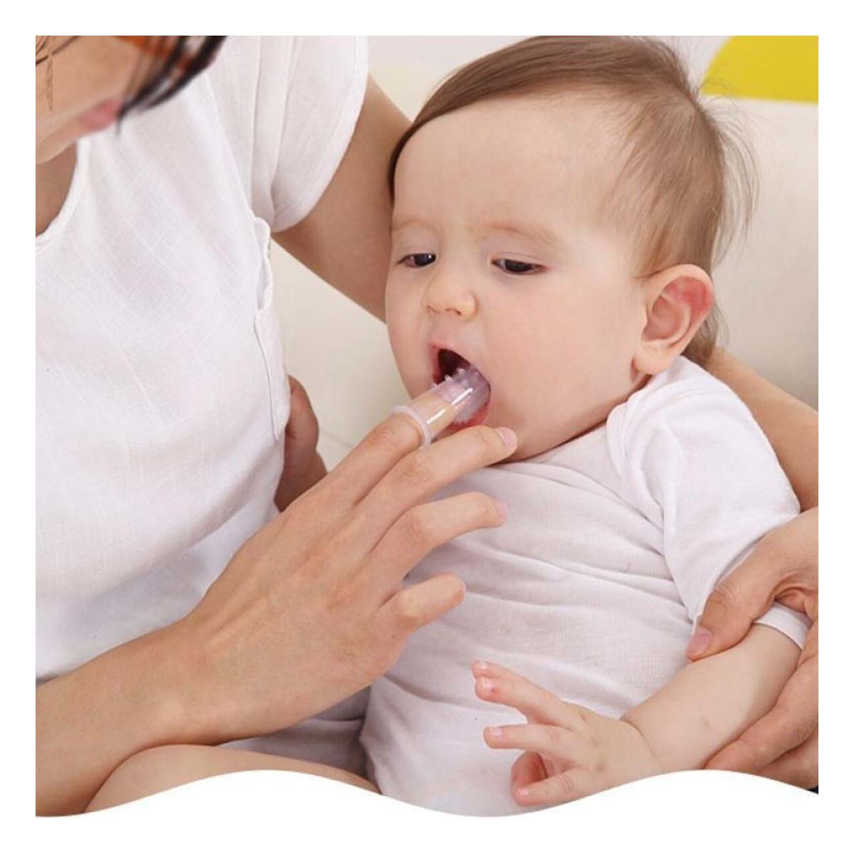 PACK6 LIMPIADOR DENTAL ESTILO DEDAL PARA BEBE CON ESTUCHE AZUL DE CUIDADO Y+PAPEL REGALO - 2