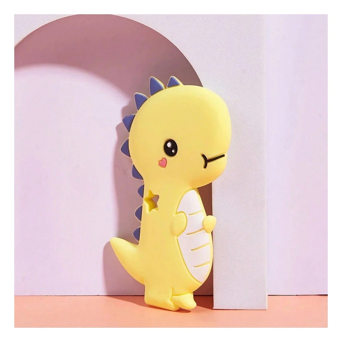 PACK6 JUGUETE SILICONA MODELO DINOSAURIO PARA BEBE AMARILLO DE RESISTENCIA ALTA - 2