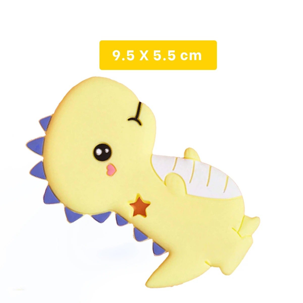 PACK2 JUGUETE SILICONA ESTILO DINOSAURIO PARA BEBE AMARILLO PARA DIENTES Y+PAPEL REGALO - 4