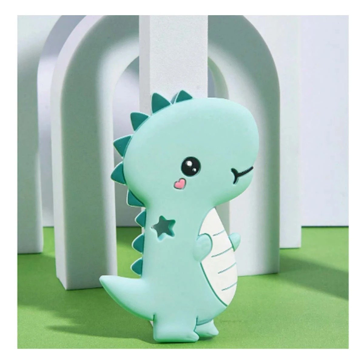 PACK12 ACCESORIO SILICONA MODELO DINOSAURIO PARA BEBE VERDE PARA MASAJE BUCAL - 2
