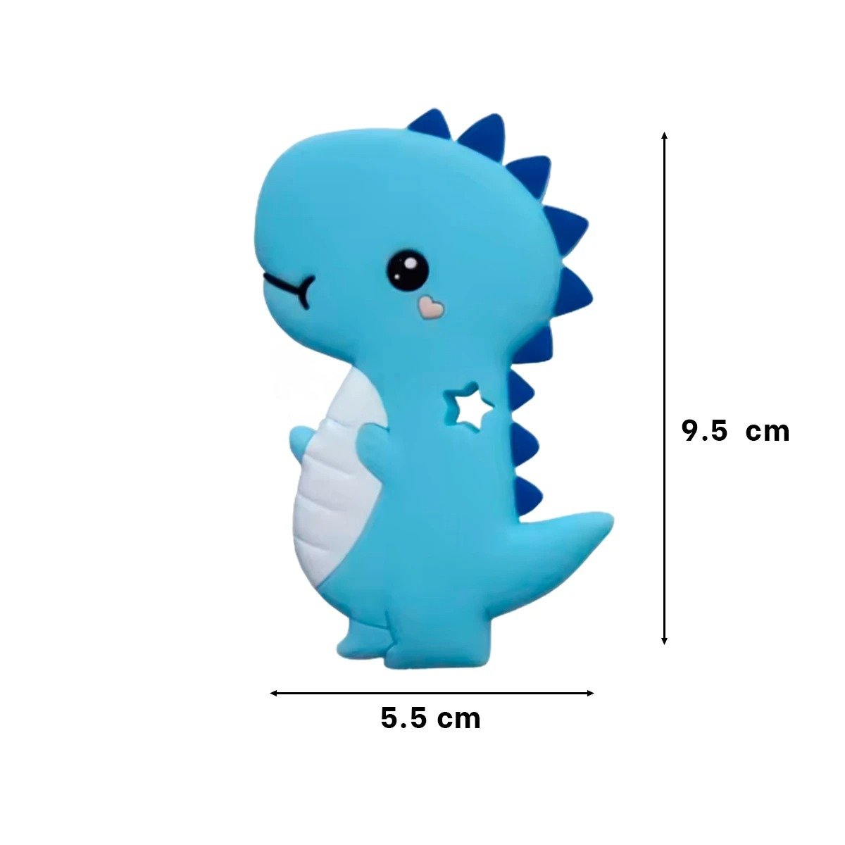 PACK6 MORDEDOR SILICONA ESTILO DINOSAURIO PARA BEBE AZUL DE PRACTICO TAMANO Y+PAPEL REGALO - 4