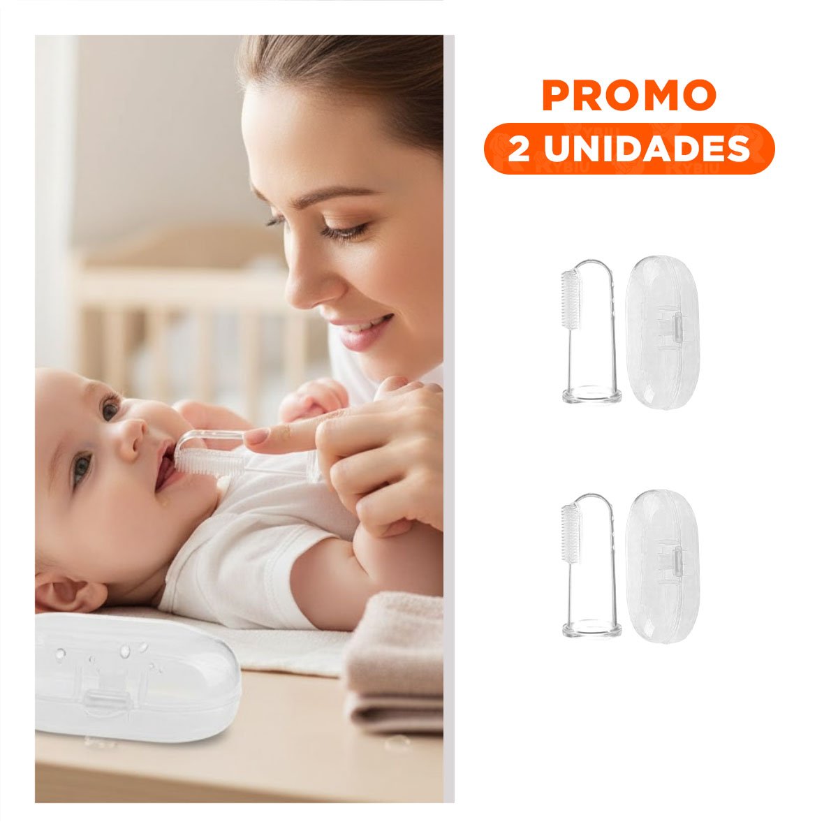 PACK2 MASAJEADOR SILICONA FORMA DEDAL PARA BEBE CON ESTUCHE DE NOVEDAD - 1