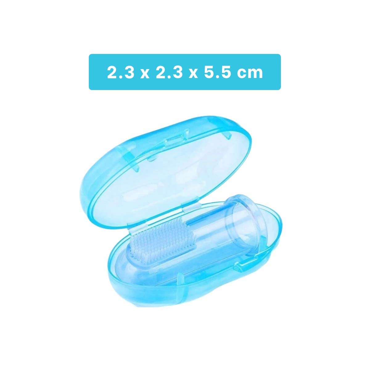 PACK12 MASAJEADOR ENCIAS ESTILO DEDAL PARA BEBE CON ESTUCHE AZUL PARA DIENTES Y+REGALO STICKER - 4