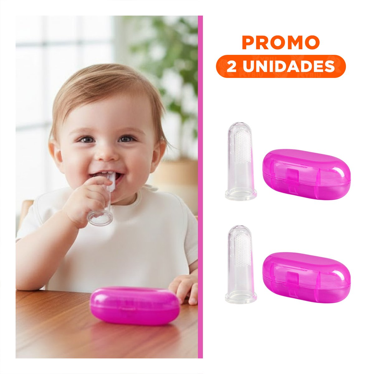 PACK2 ACCESORIO SILICONA ESTILO DEDAL PARA BEBE CON ESTUCHE ROSA PARA BOCA - 1