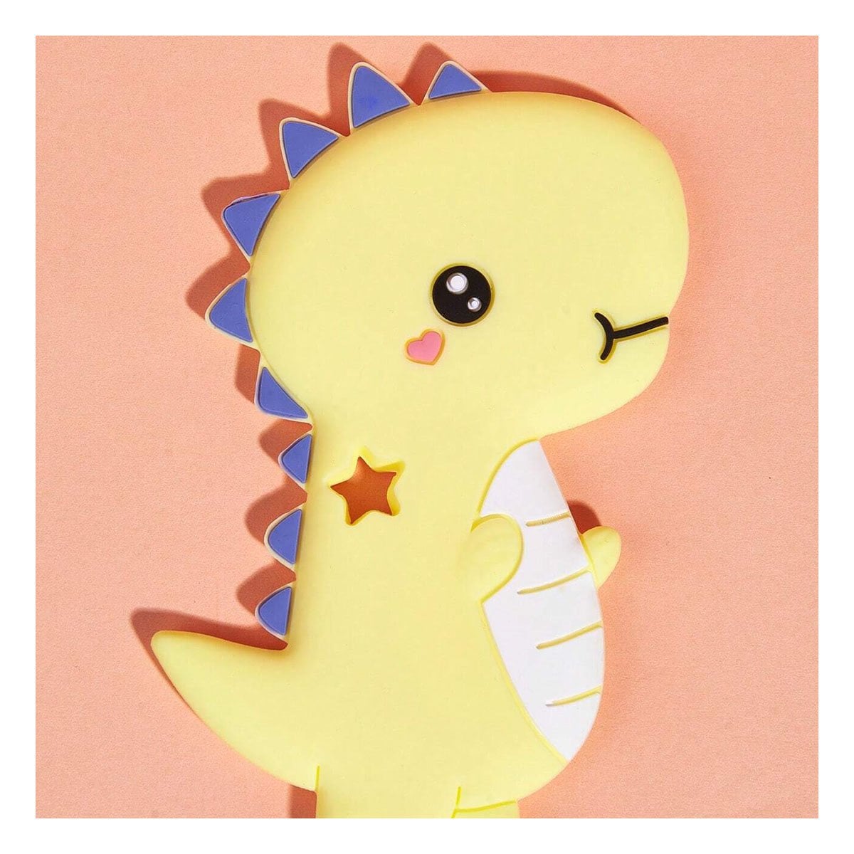 PACK6 RASCADOR SILICONA DISENO DINOSAURIO PARA BEBE AMARILLO CON PUNTA REDONDA Y+REGALO STICKER - 5