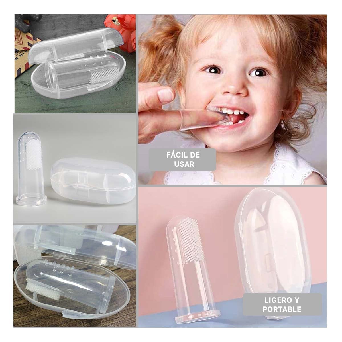 PACK6 CEPILLO SILICONA MODELO DEDAL PARA BEBE CON ESTUCHE DE COMODIDAD Y+PAPEL REGALO - 3