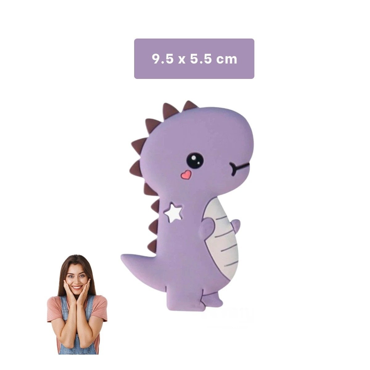 PACK12 JUGUETE SILICONA FORMA DINOSAURIO PARA BEBE LILA CON FORMA ANIMAL Y+PAPEL REGALO - 4