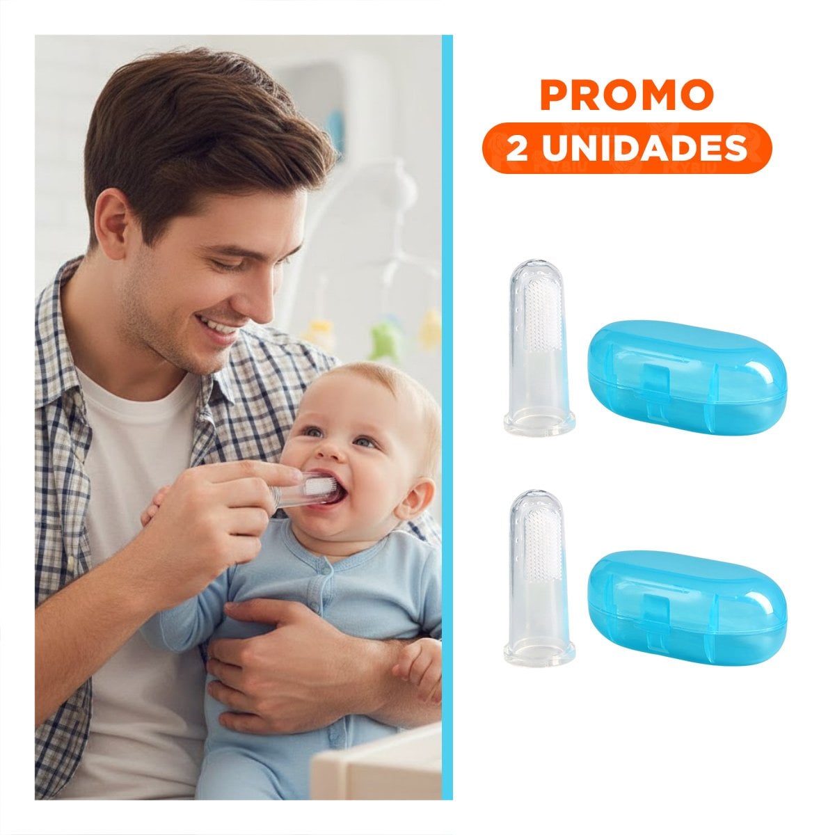 PACK2 CUIDADO BUCAL MODELO DEDAL PARA BEBE CON ESTUCHE AZUL DE PRACTICIDAD - 1