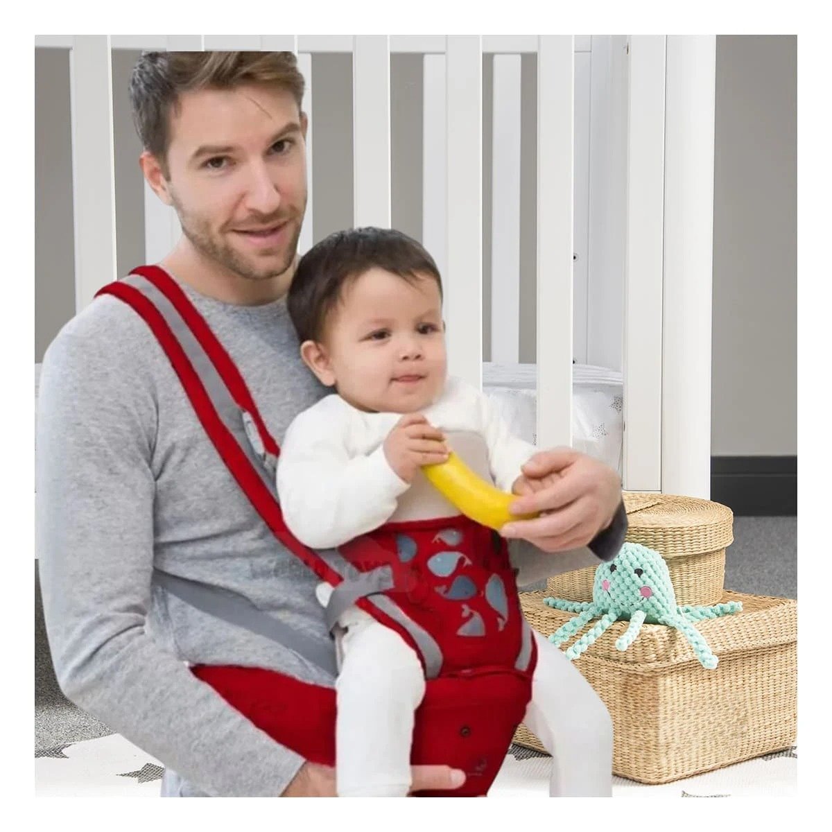 PACK2 CARGADOR DE BEBE MODELO BALLENITA 3 EN 1 GUINDA CON REPOSACABEZA COMODO - 5