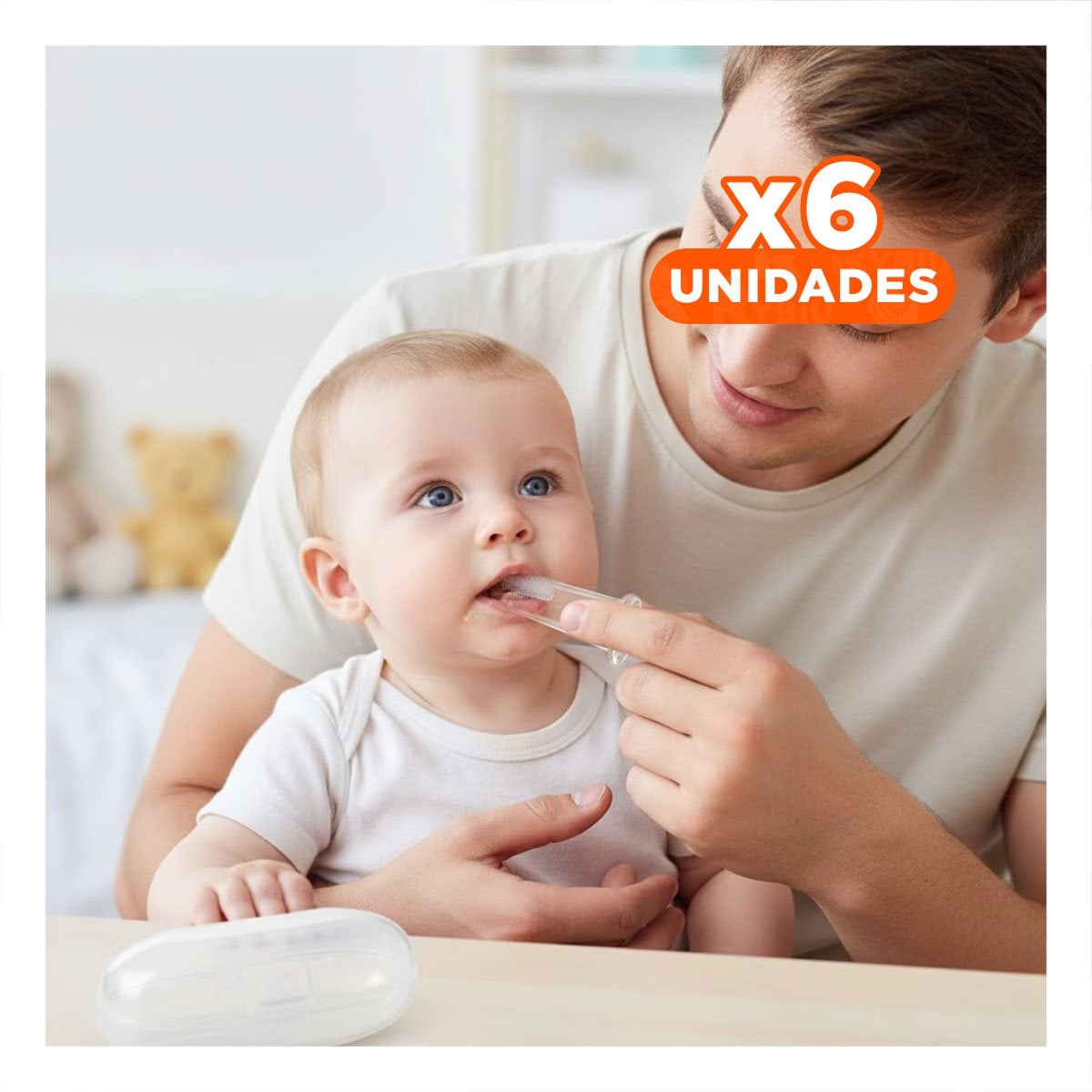 PACK6 ACCESORIO BUCAL FORMA DEDAL PARA BEBE CON ESTUCHE PARA INFANCIA Y+REGALO STICKER - 1