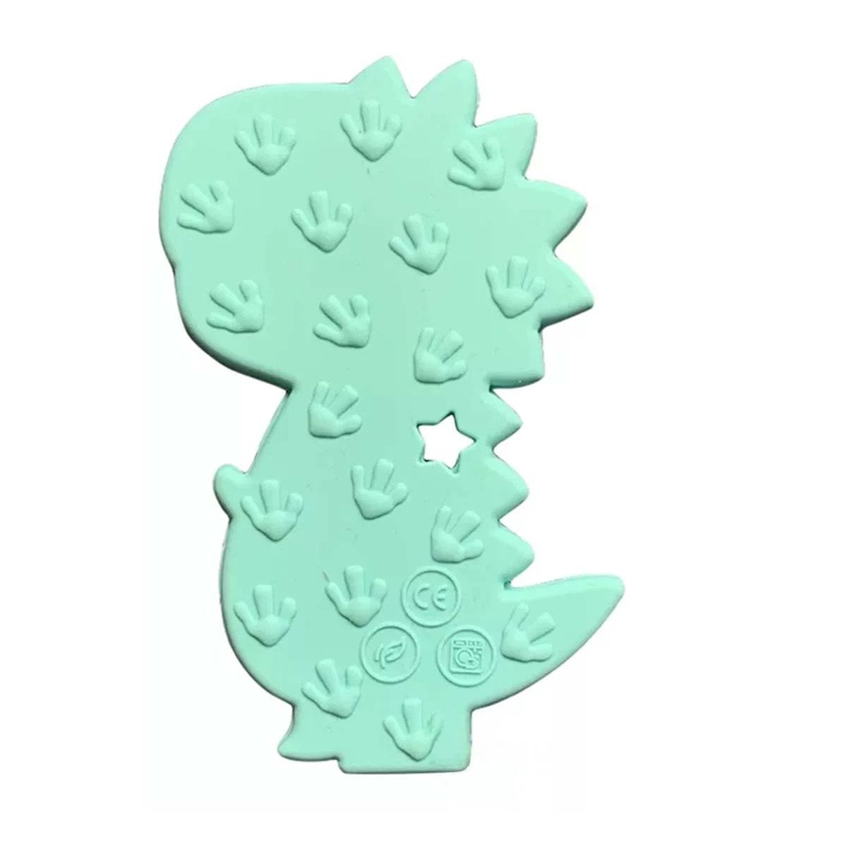 PACK4 ACCESORIO SILICONA ESTILO DINOSAURIO PARA BEBE VERDE CON ACABADO SUAVE Y+PAPEL REGALO - 3