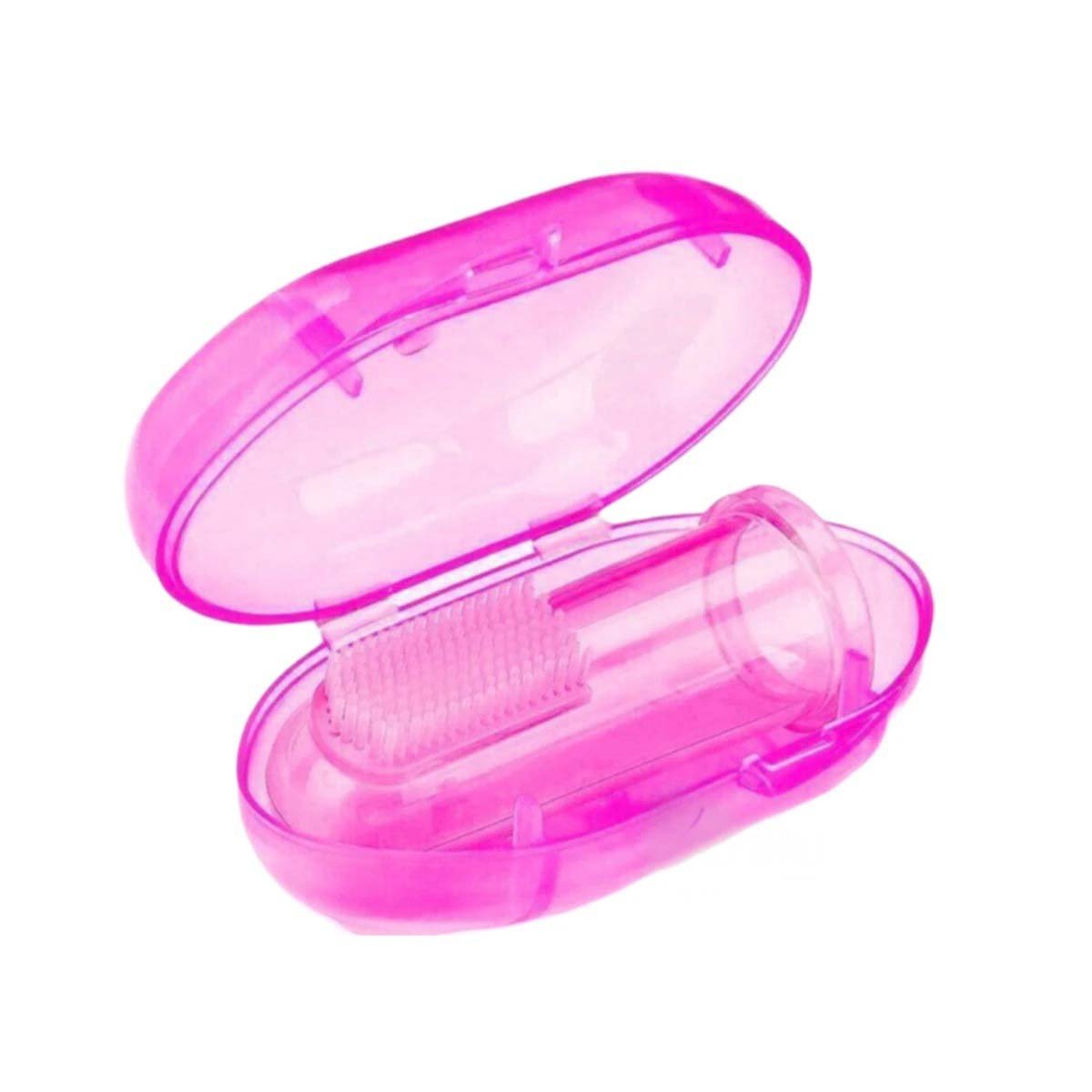 PACK4 CEPILLO SILICONA ESTILO DEDAL PARA BEBE CON ESTUCHE ROSA PARA JUGAR Y+PAPEL REGALO - 3