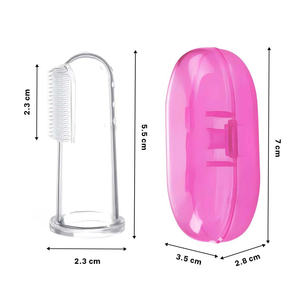 PACK4 CEPILLO SILICONA ESTILO DEDAL PARA BEBE CON ESTUCHE ROSA PARA JUGAR Y+PAPEL REGALO - 4