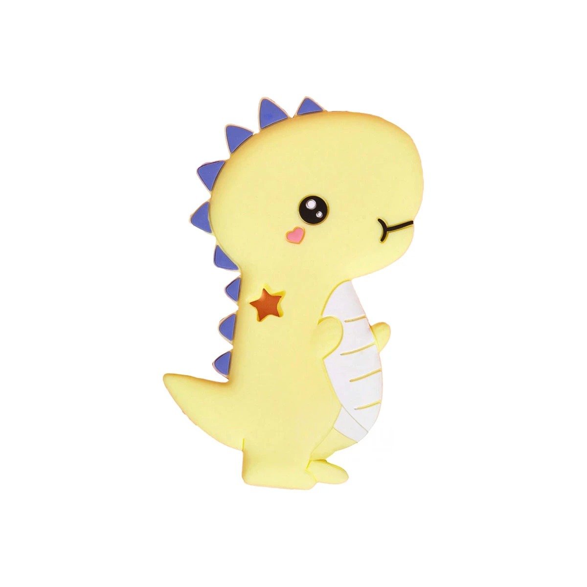 PACK12 JUGUETE SILICONA FORMA DINOSAURIO PARA BEBE AMARILLO CON FORMA ANIMAL Y+REGALO STICKER - 2