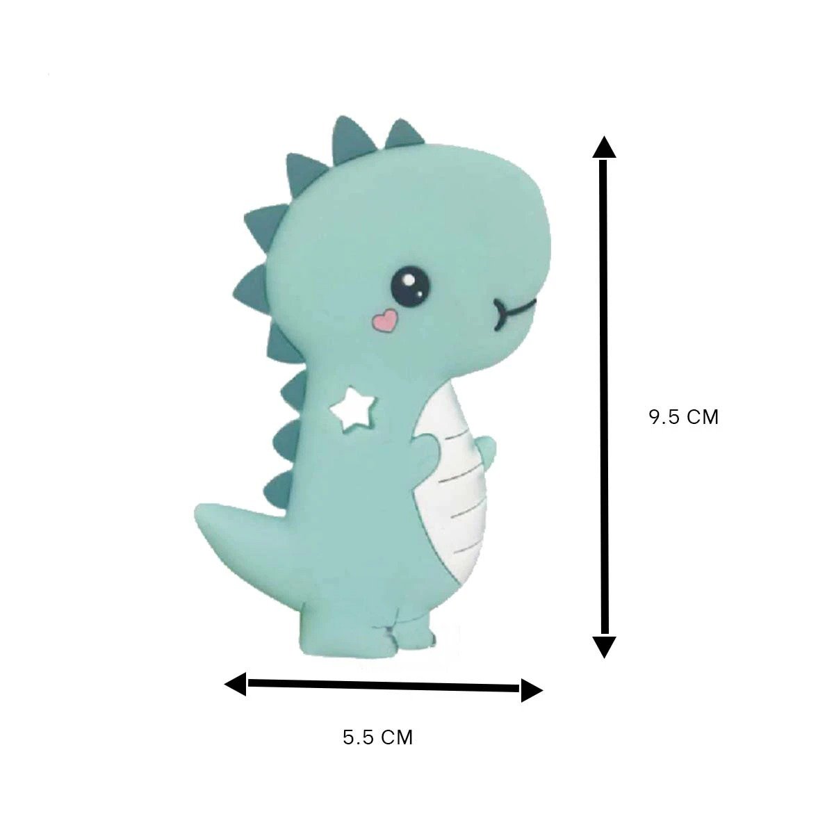 PACK12 LIMPIADOR SILICONA DISENO DINOSAURIO PARA BEBE VERDE DE GOMA RESISTENTE Y+REGALO STICKER - 4