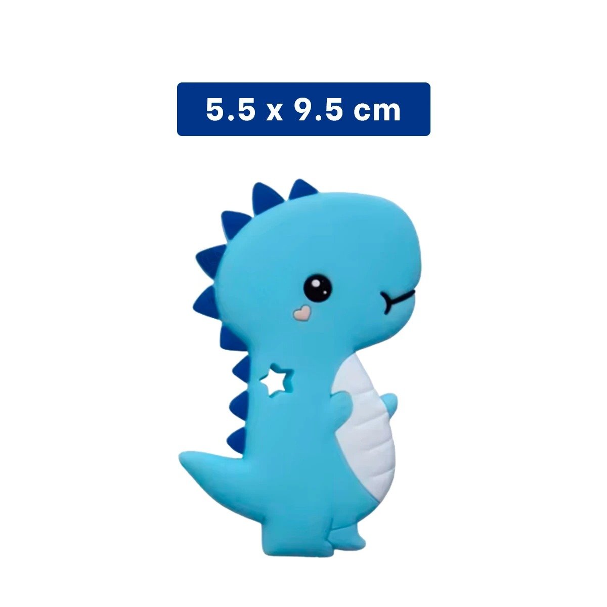 PACK2 MORDEDOR SILICONA DISENO DINOSAURIO PARA BEBE AZUL PARA USO PROLONGADO Y+REGALO STICKER - 4
