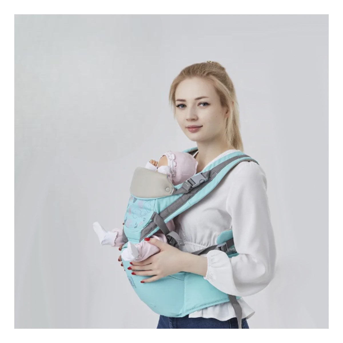 PACK2 MOCHILA PORTABEBE DISENO BALLENITA PARA BEBE VERDE PARA PASEO DIARIO Y+PAPEL REGALO - 2