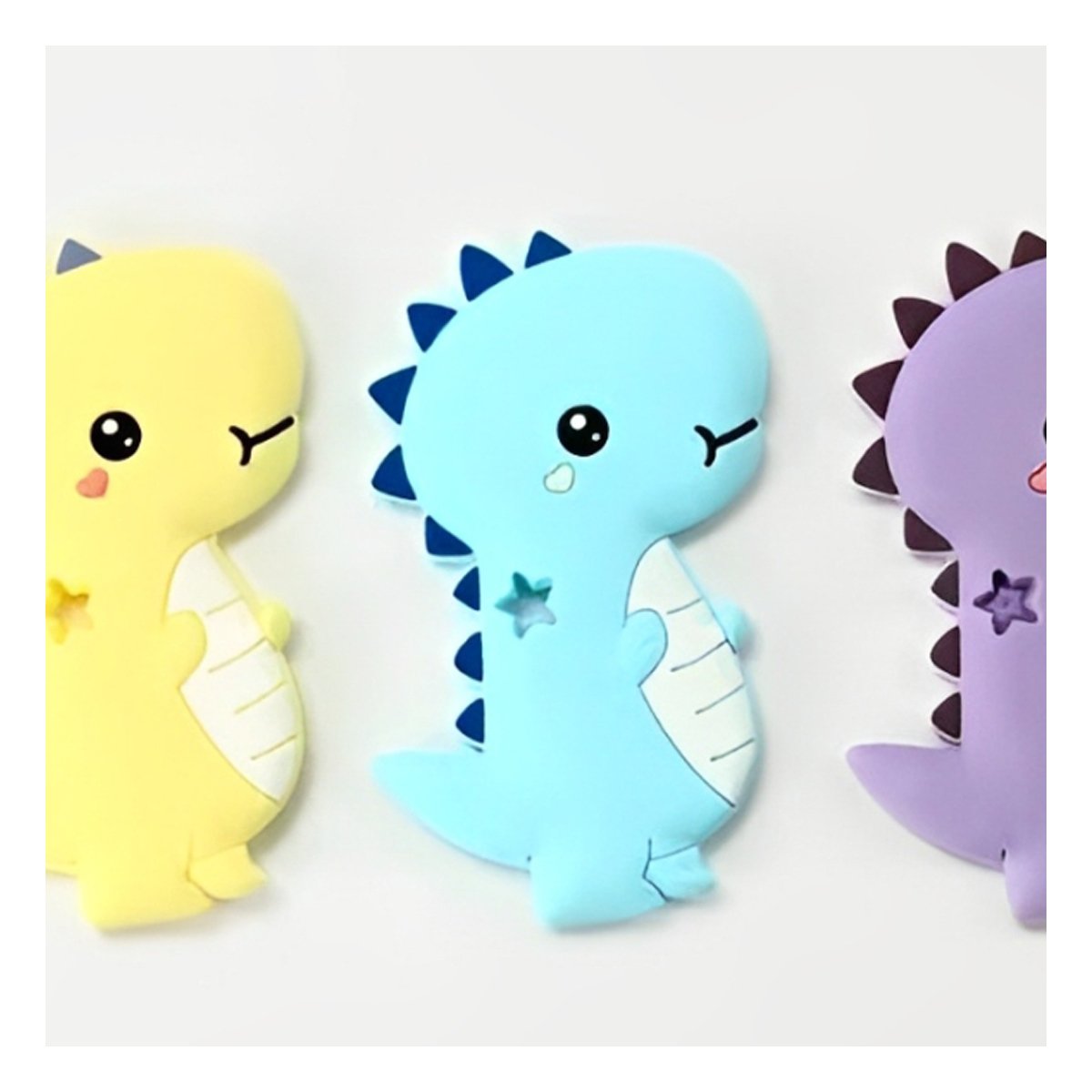 PACK4 ACCESORIO SILICONA ESTILO DINOSAURIO PARA BEBE AZUL CON ACABADO SUAVE - 5