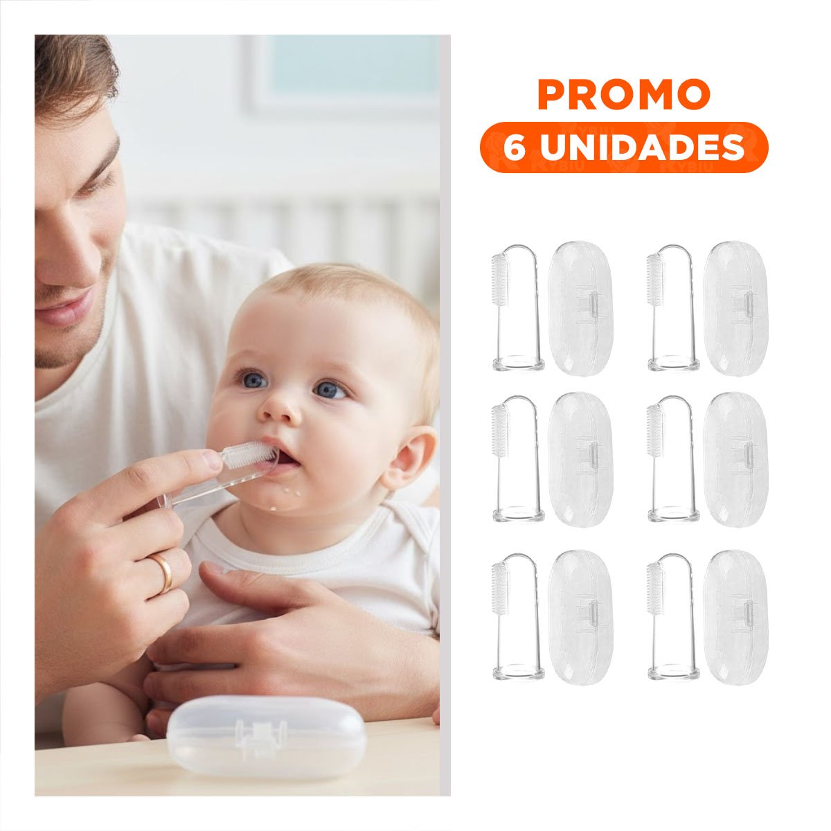PACK6 LIMPIADOR DENTAL ESTILO DEDAL PARA BEBE CON ESTUCHE DE CUIDADO - 1