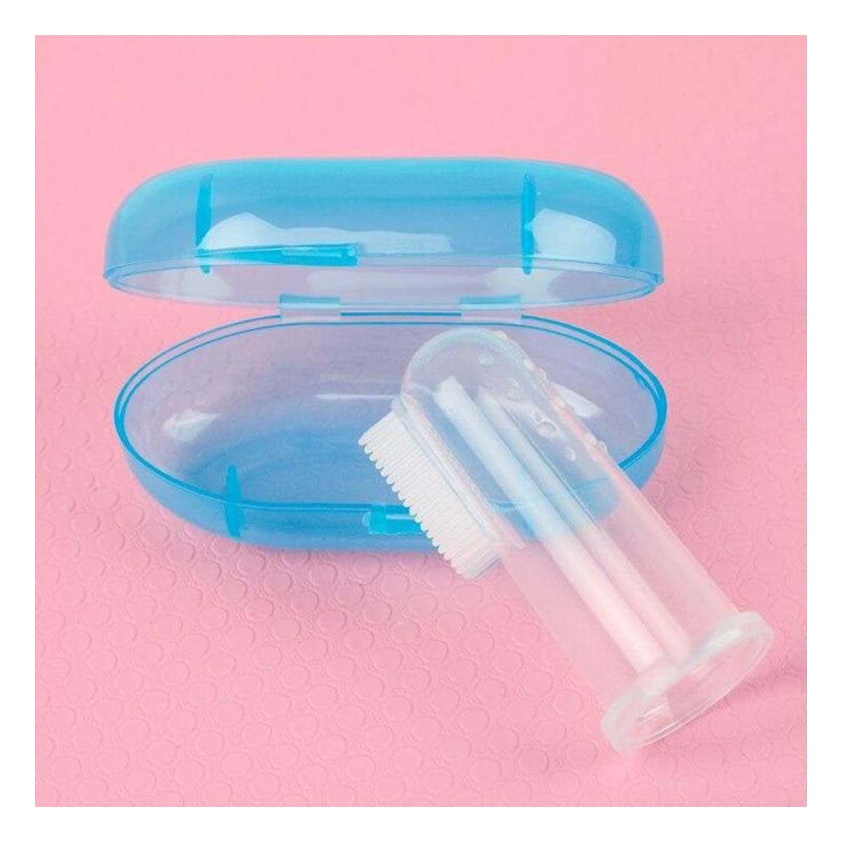 PACK6 MASAJEADOR BUCAL DISENO DEDAL PARA BEBE CON ESTUCHE AZUL PARA USO - 5