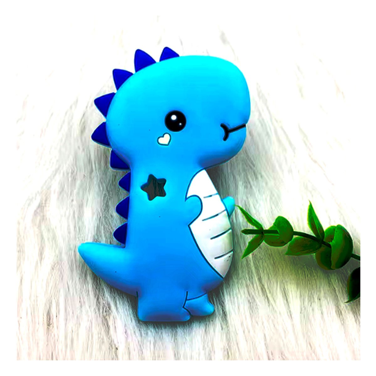 PACK12 JUGUETE SILICONA FORMA DINOSAURIO PARA BEBE AZUL CON FORMA ANIMAL - 2