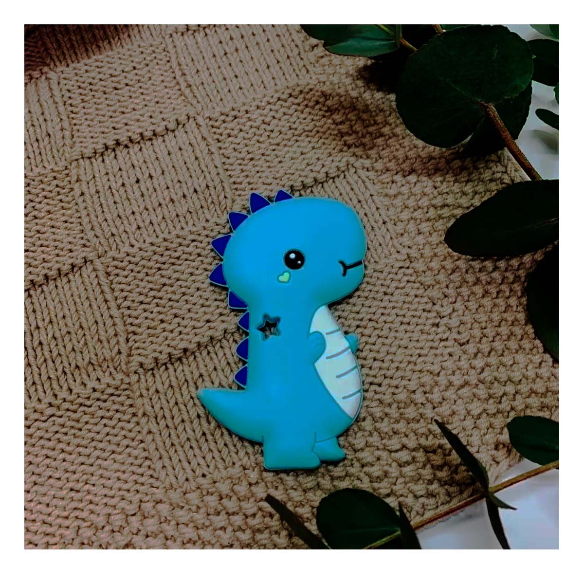 PACK12 JUGUETE SILICONA FORMA DINOSAURIO PARA BEBE AZUL CON FORMA ANIMAL - 5