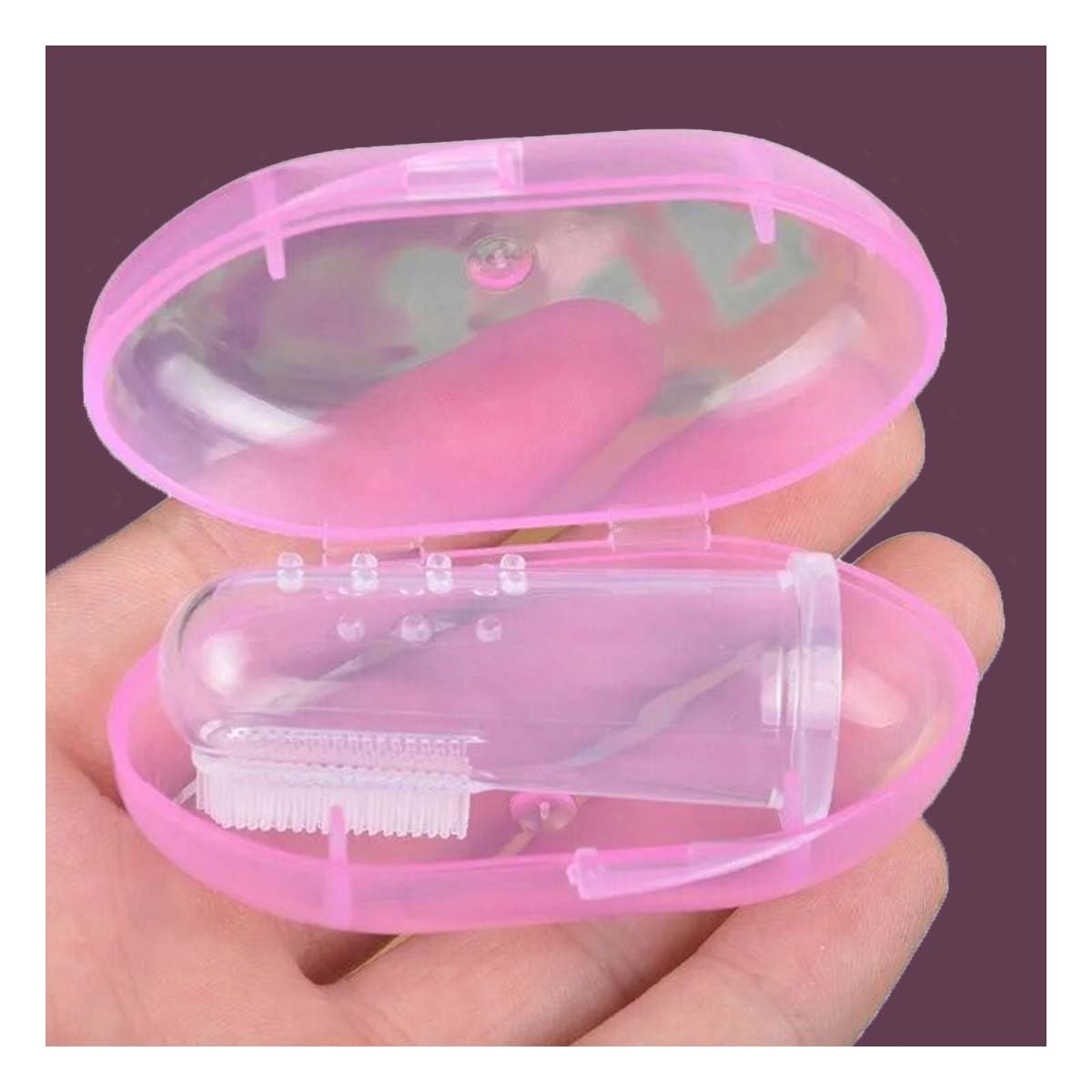 PACK6 LIMPIADOR DENTAL ESTILO DEDAL PARA BEBE CON ESTUCHE ROSA DE CUIDADO Y+REGALO STICKER - 5