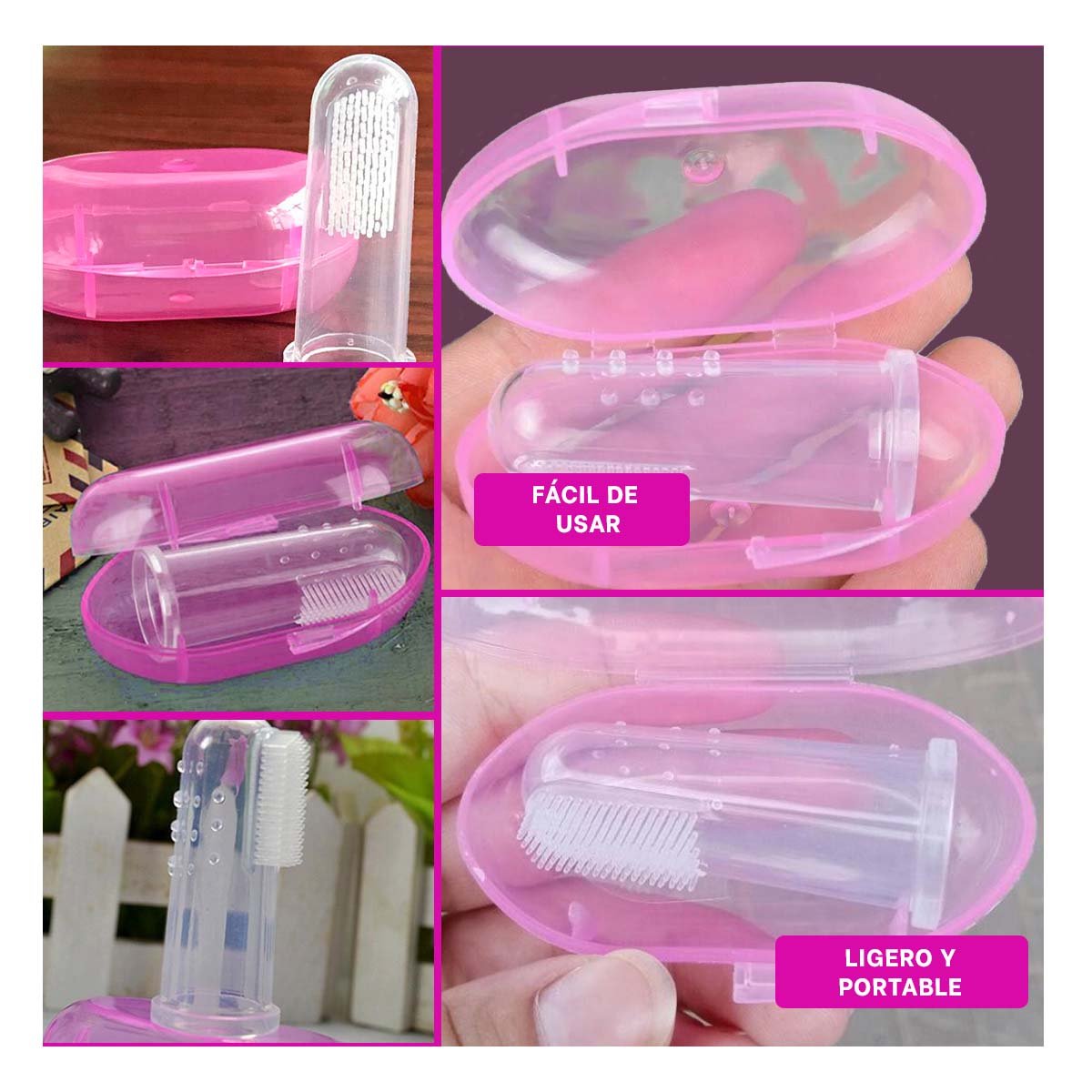 PACK12 ACCESORIO BUCAL FORMA DEDAL PARA BEBE CON ESTUCHE ROSA PARA INFANCIA Y+PAPEL REGALO - 2
