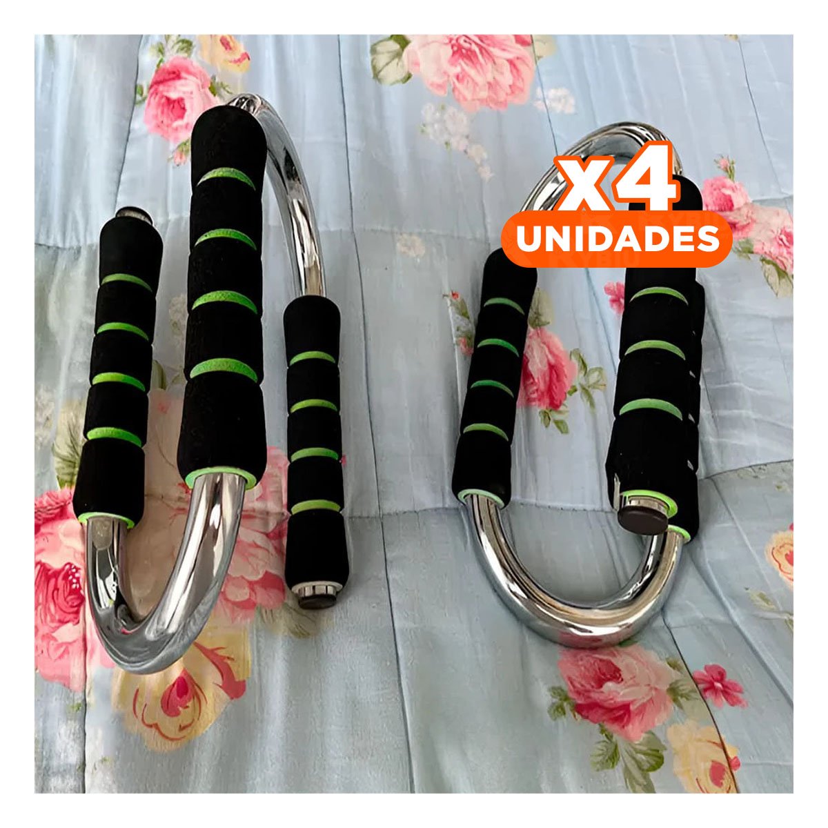 PACK4 SET ACTIVO PUSH UP EN FORMA DE S VERDE CON AGARRE ERGONOMICO - 1