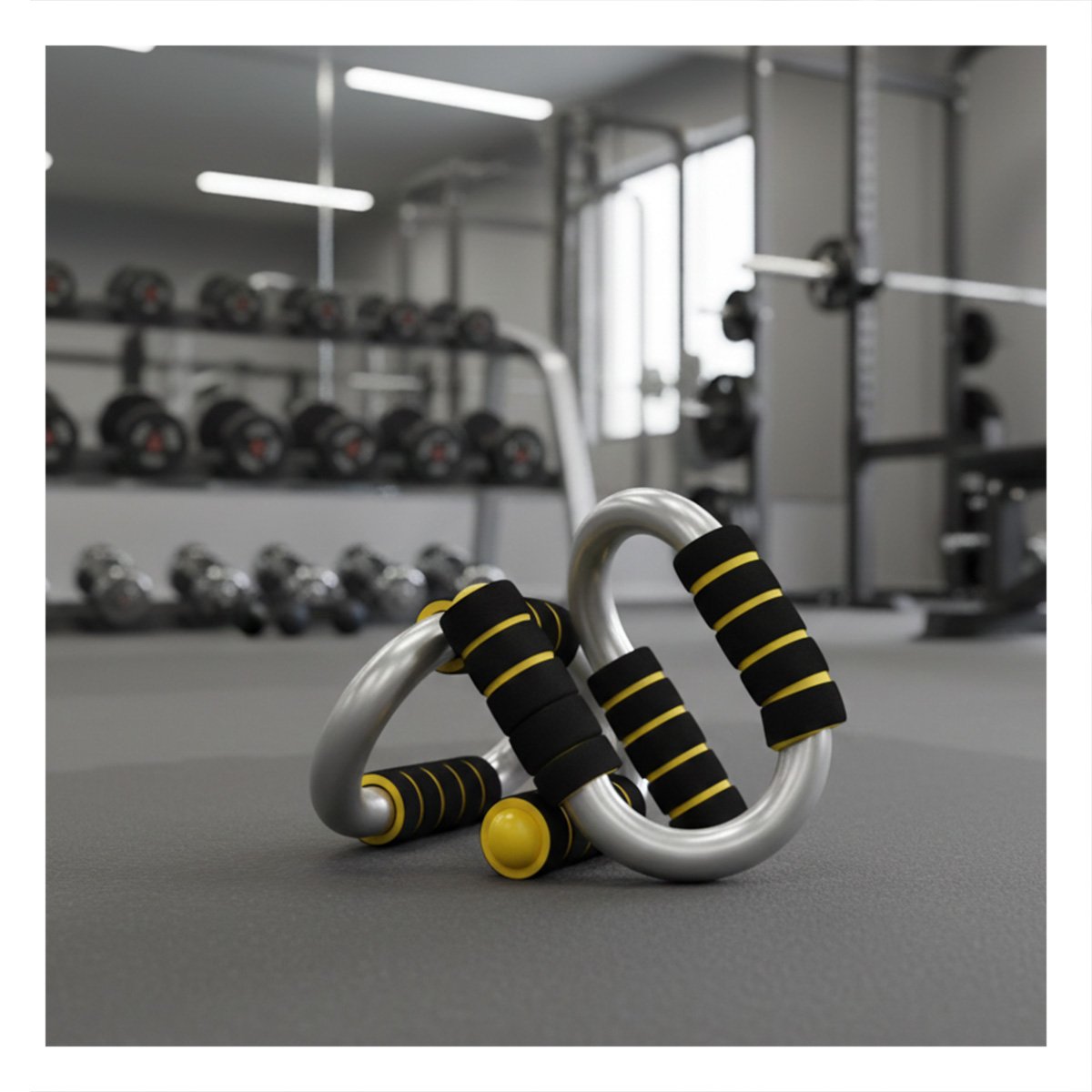 SOPORTE ACTIVO PUSH UP EN FORMA DE S AMARILLO CON AGARRE ERGONOMICO Y+REGALO STICKER - 2
