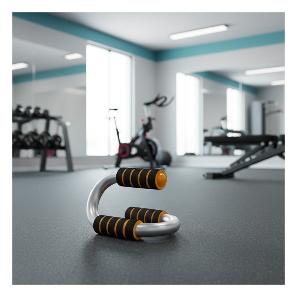 SOPORTE FITNESS PUSH UP EN FORMA DE S NARANJA CON BASE ESTABLE - 2