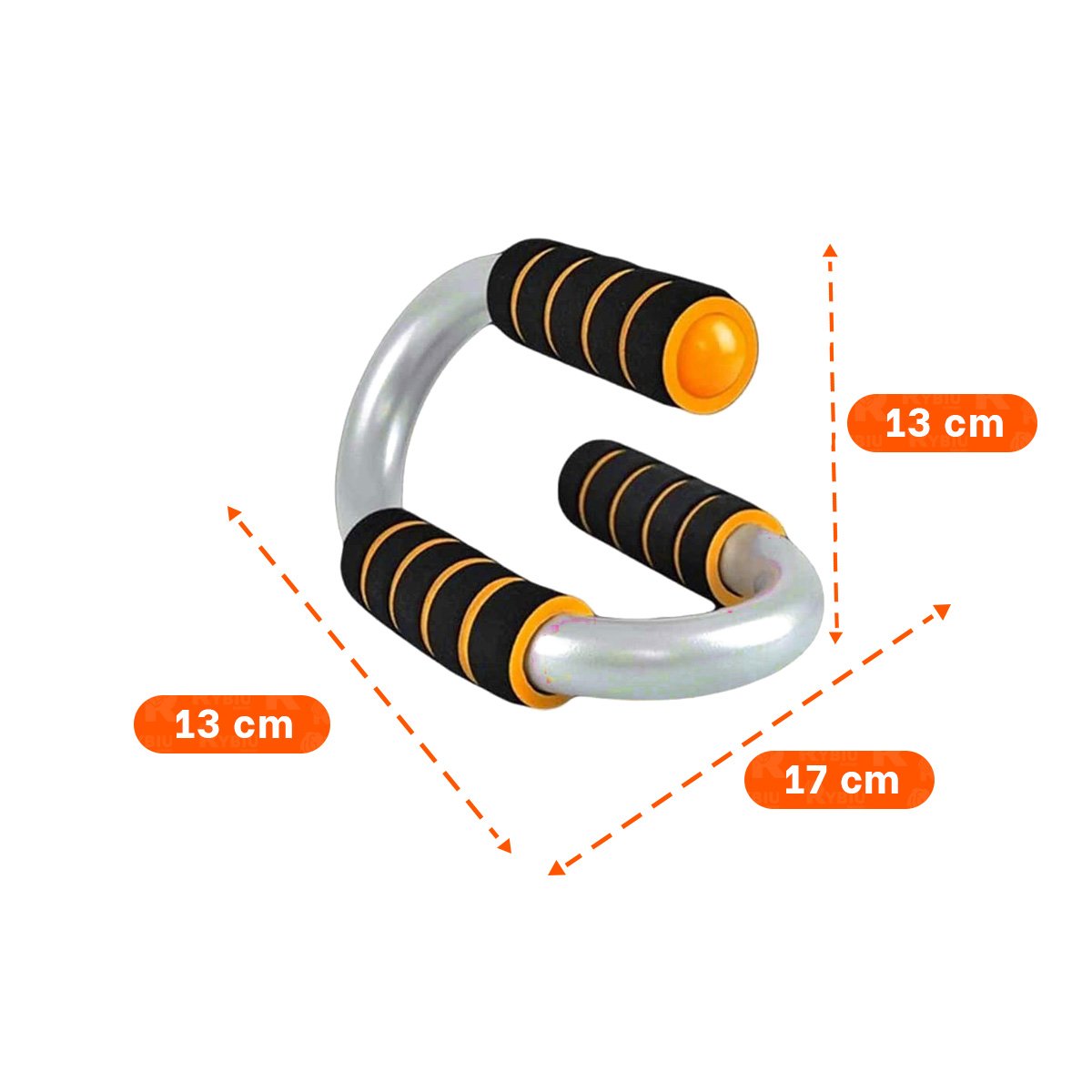SOPORTE FITNESS PUSH UP EN FORMA DE S NARANJA CON BASE ESTABLE - 4