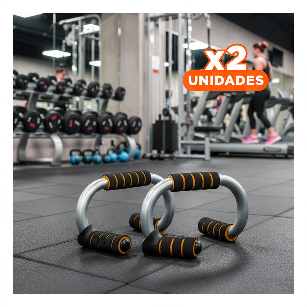 PACK2 SET DEPORTIVO PUSH UP EN FORMA DE S NARANJA CON SOPORTE REFORZADO Y+REGALO STICKER - 1