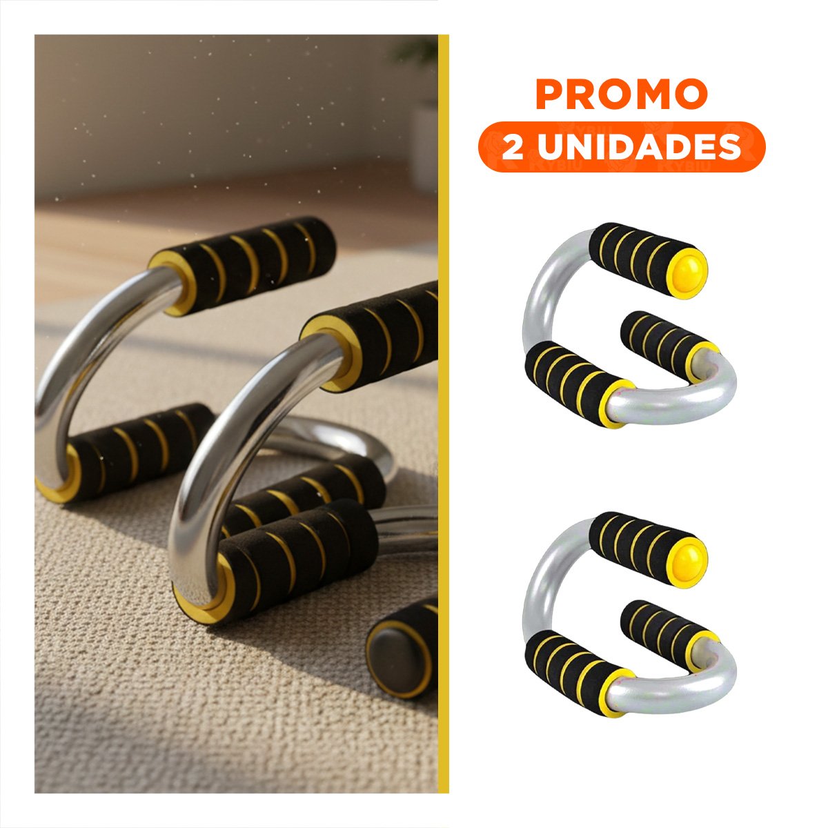 PACK2 ACCESORIO MUSCULAR PUSH UP EN FORMA DE S AMARILLO CON APOYO ESTABLE - 1
