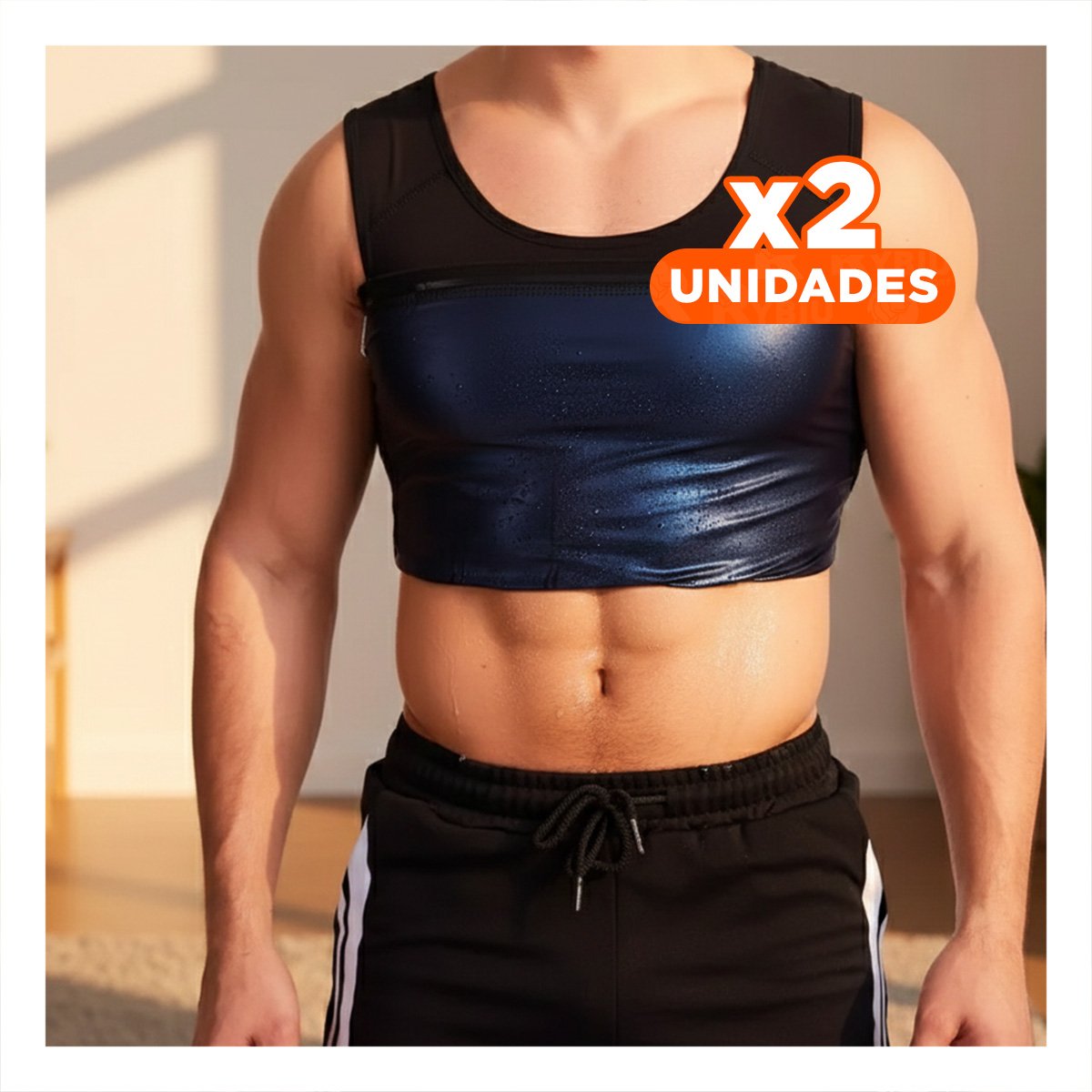 PACK2 CINTURON FITNESS PLUS EFECTO SAUNA HOMBRE TALLA 2XL 3XL NEGRO CON AJUSTE Y+REGALO STICKER - 1