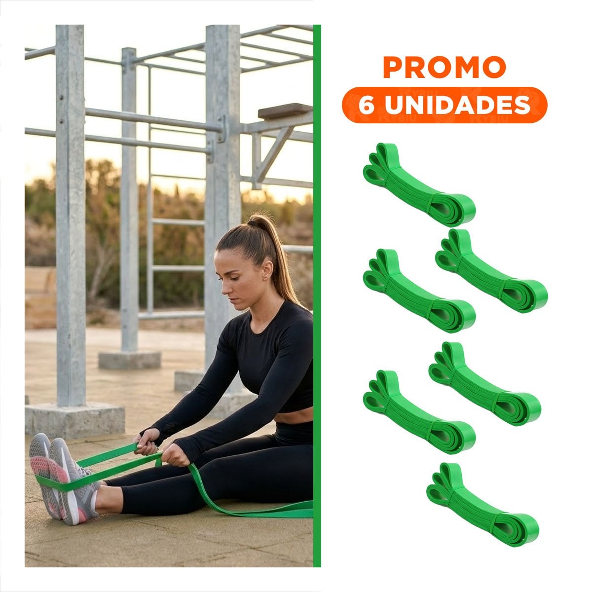 PACK6 IMPLEMENTO DEPORTIVO VERDE 25 A 57KG PARA RUTINAS DE FUERZA - 1