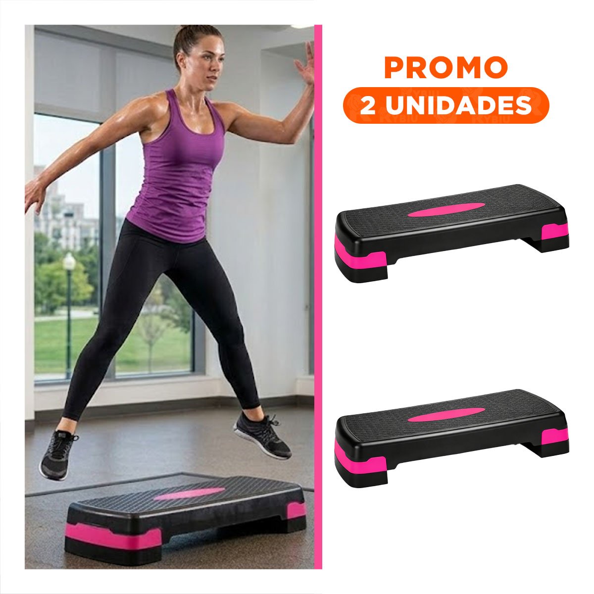PACK2 TARIMA FITNESS ROSADO DE 2 NIVELES PARA RUTINAS EN CASA - 1