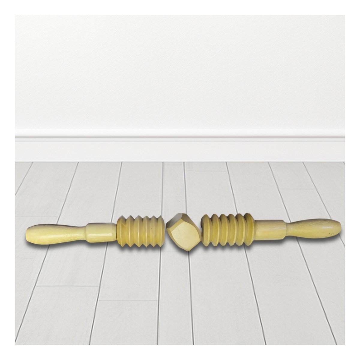 RODILLO CORPORAL DE MADERA 40X4,5CM MOSTAZA CON SUPERFICIE PULIDA Y+PAPEL REGALO - 2