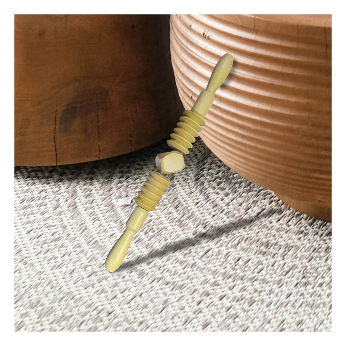 RODILLO CORPORAL DE MADERA 40X4,5CM MOSTAZA CON SUPERFICIE PULIDA Y+PAPEL REGALO - 5